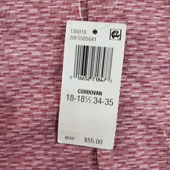 Van Heusen Shirt Men 2XL Red Striped Dress Slim Fit Stretch Collared Button Down - Picture 5 of 9